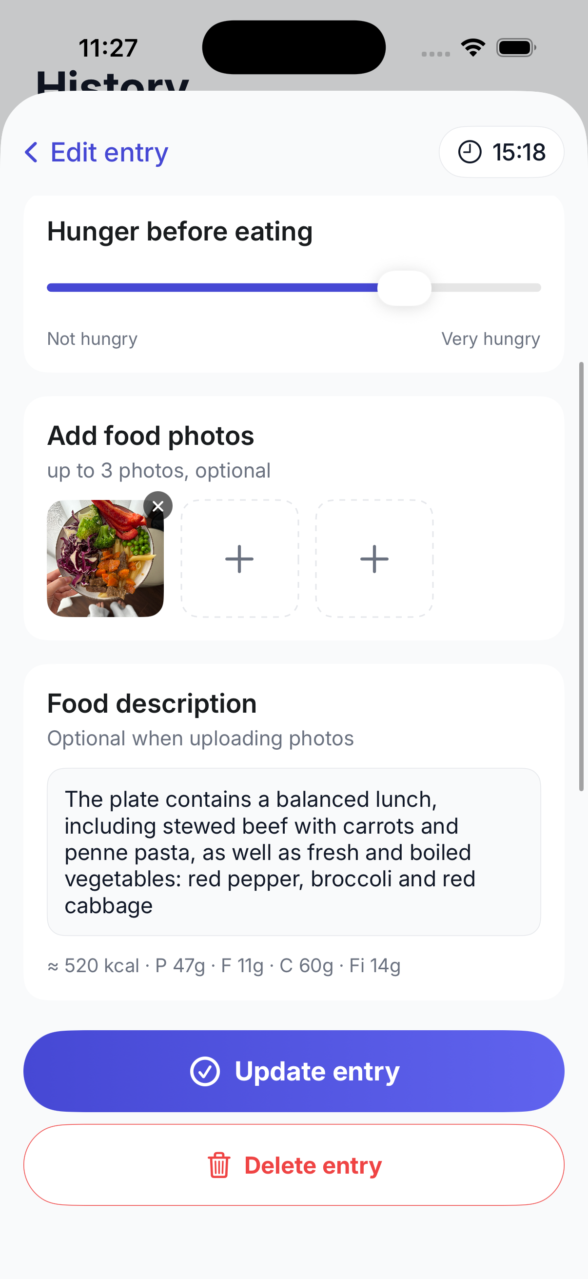 Food photo analysis